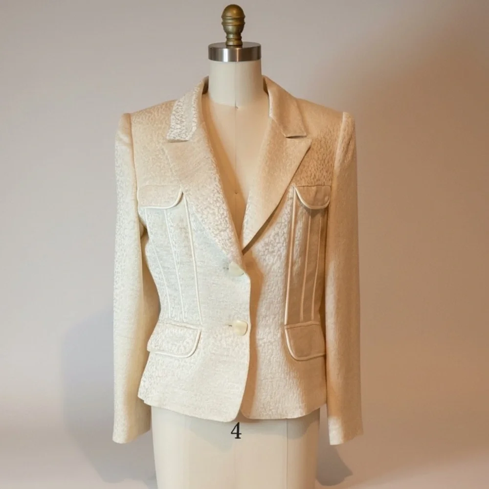 Max Nugus Haute Couture Cream Textured Blazer
